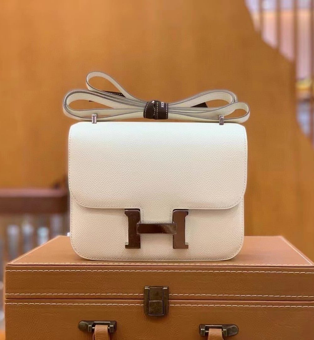1:1 Replica Hermes Constance 23 Epsom White For Women, Women's Handbags, Shoulder Bag 9in/23cm