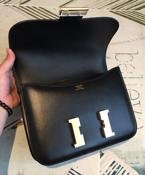 1:1 Replica Hermes Constance 24 Swift Black For Women Gold Toned Hardware, Women's Handbags, Shoulder Bags 9.5in/24cm