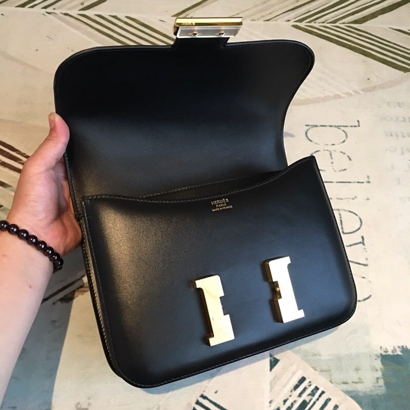 1:1 Replica Hermes Constance 24 Swift Black For Women Gold Toned Hardware, Women's Handbags, Shoulder Bags 9.5in/24cm - Image 8