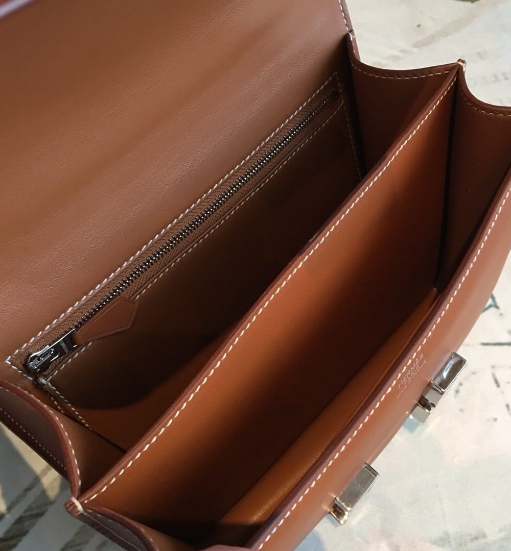 1:1 Replica Hermes Constance 24 Swift Brown For Women Silver Toned Hardware, Women's Handbags, Shoulder Bags 9.5in/24cm