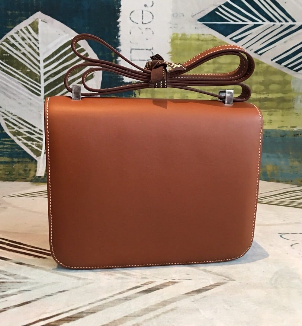 1:1 Replica Hermes Constance 24 Swift Brown For Women Silver Toned Hardware, Women's Handbags, Shoulder Bags 9.5in/24cm