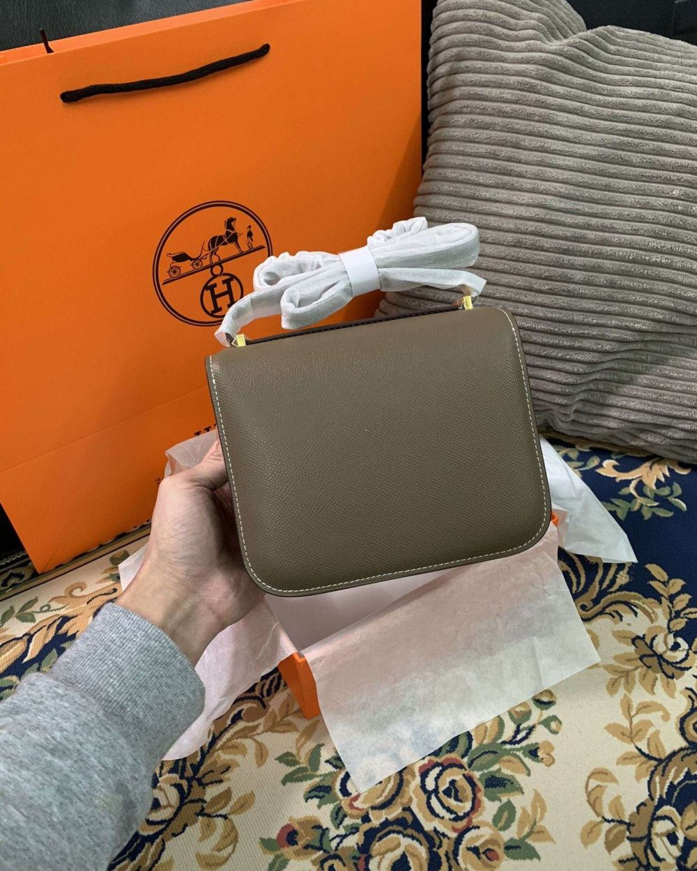 1:1 Replica Hermes Constance Black/Brown/Khaki Green/White For Women 19cm / 7.4in