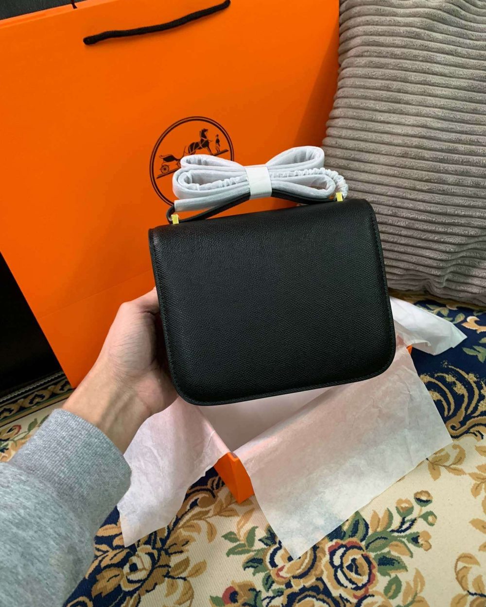 1:1 Replica Hermes Constance Black/Brown/Khaki Green/White For Women 19cm / 7.4in