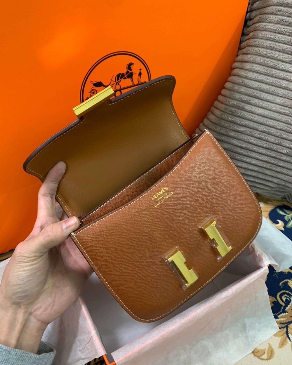 1:1 Replica Hermes Constance Black/Brown/Khaki Green/White For Women 19cm / 7.4in