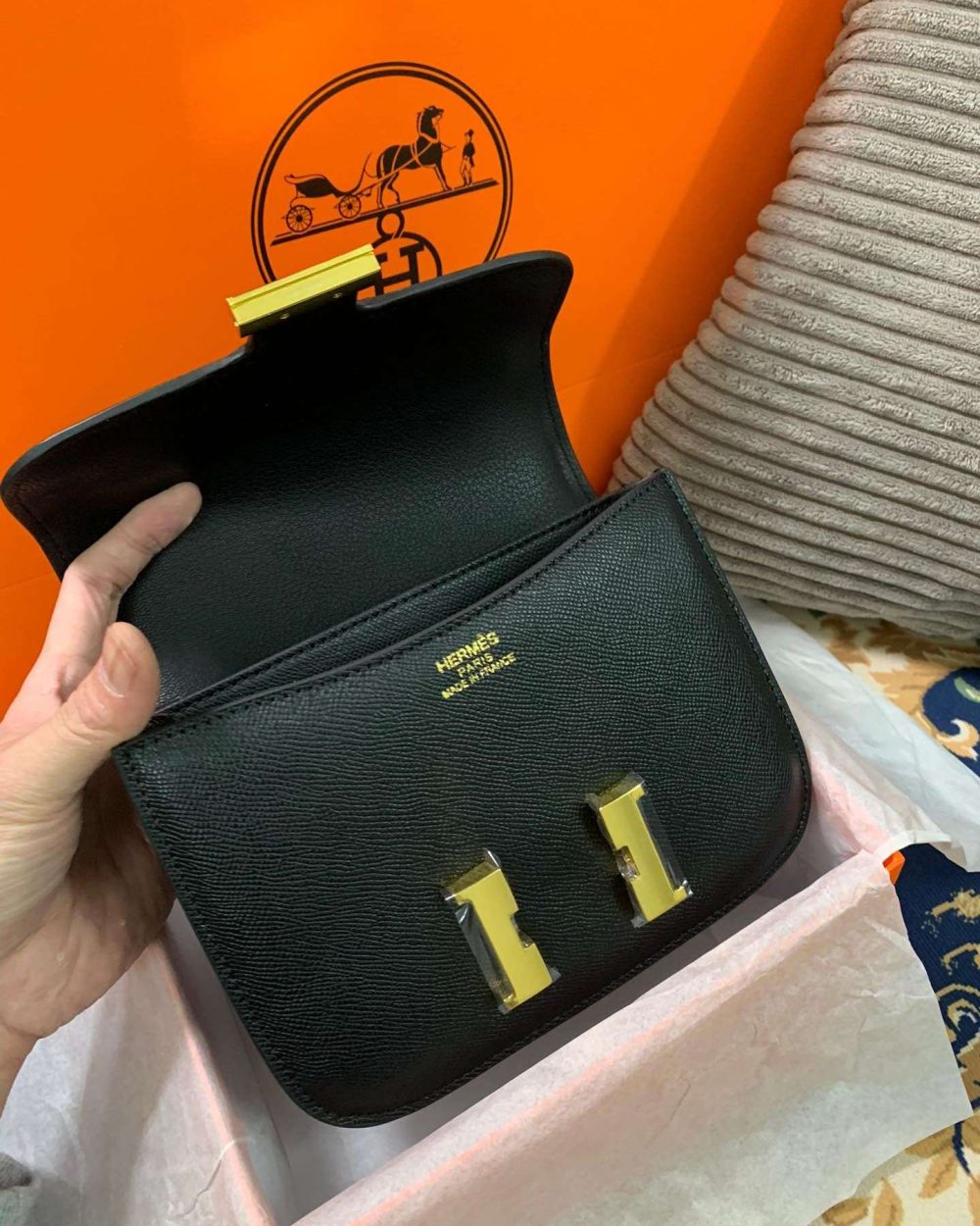 1:1 Replica Hermes Constance Black/Brown/Khaki Green/White For Women 19cm / 7.4in