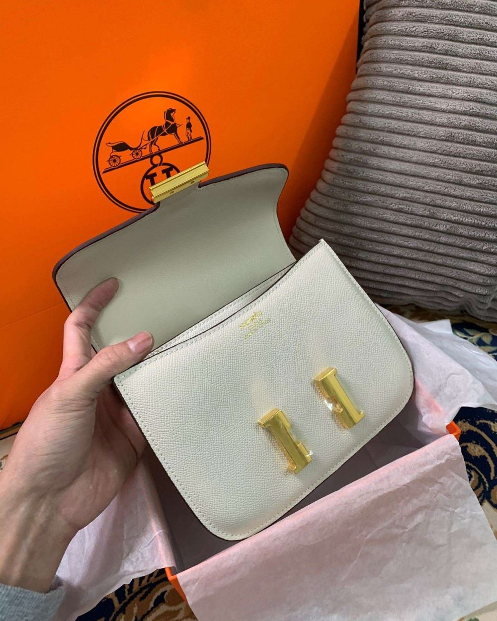 1:1 Replica Hermes Constance Black/Brown/Khaki Green/White For Women 19cm / 7.4in