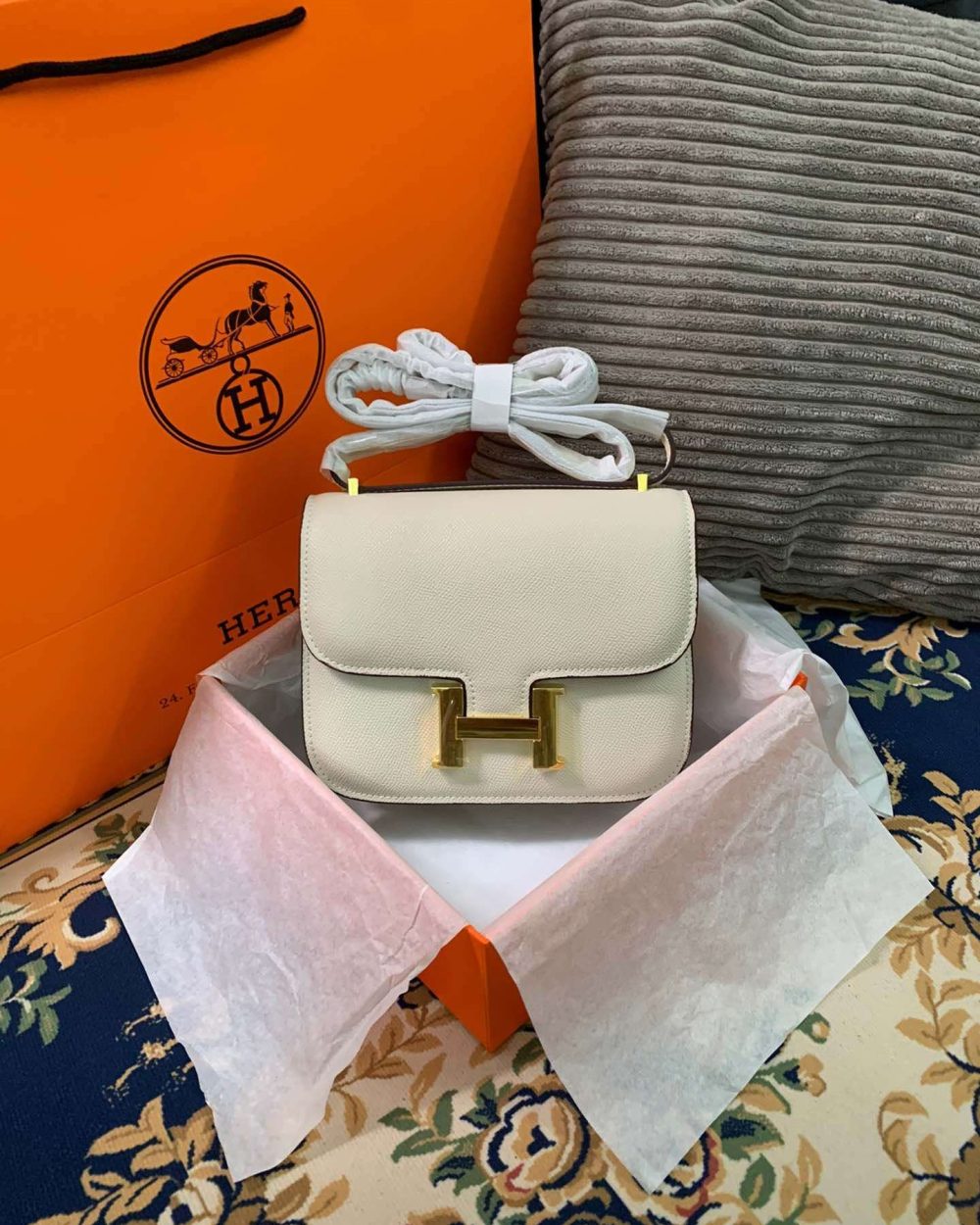 1:1 Replica Hermes Constance Black/Brown/Khaki Green/White For Women 19cm / 7.4in