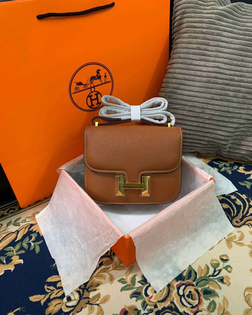 1:1 Replica Hermes Constance Black/Brown/Khaki Green/White For Women 19cm / 7.4in