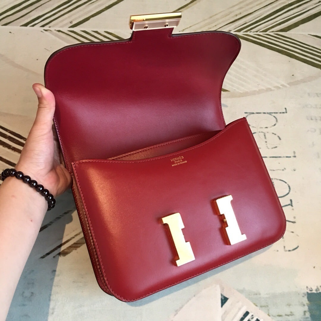 1:1 Replica Hermes Constance Burgundy For Women Gold Toned Hardware 9.5in/24cm - Image 7