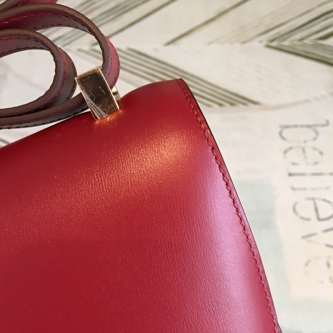 1:1 Replica Hermes Constance Burgundy For Women Gold Toned Hardware 9.5in/24cm - Image 3
