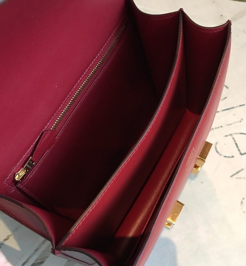 1:1 Replica Hermes Constance Burgundy For Women Gold Toned Hardware 9.5in/24cm
