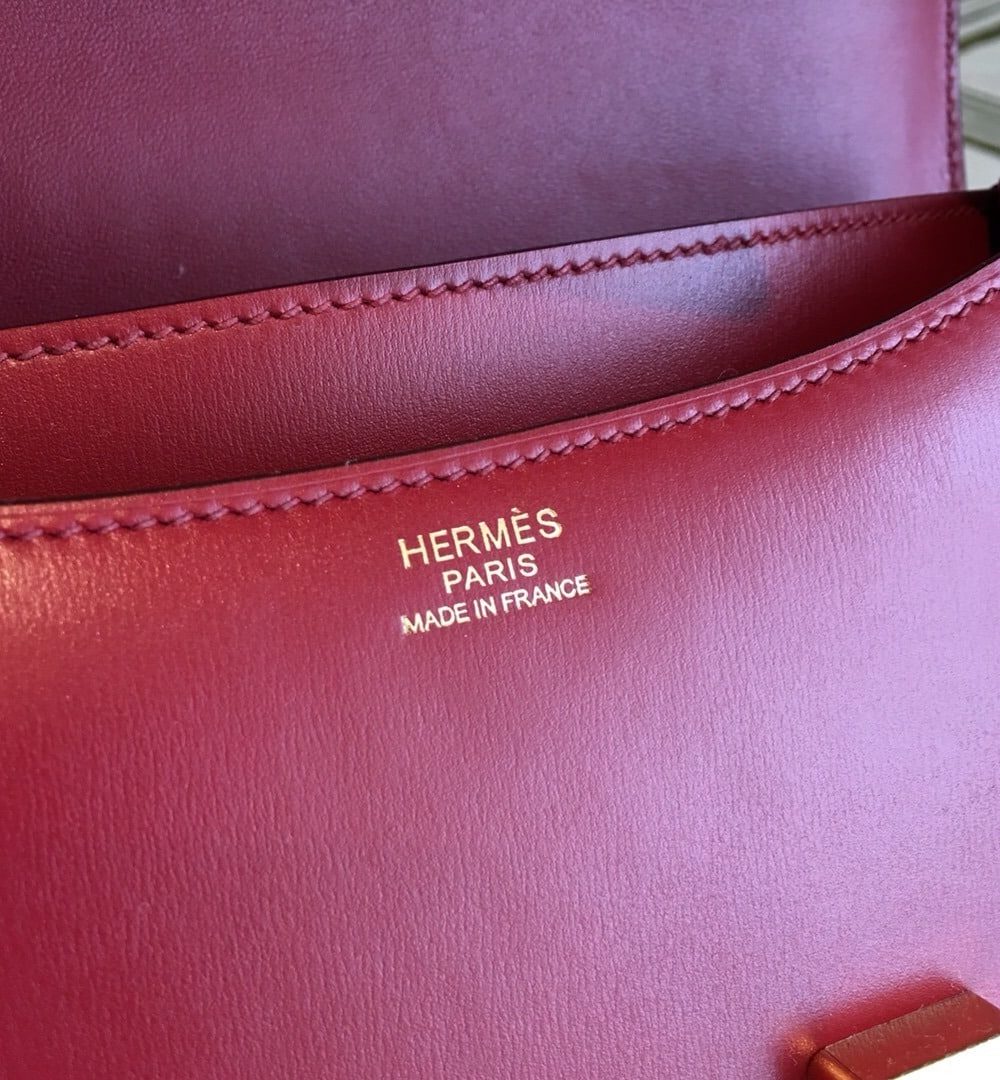 1:1 Replica Hermes Constance Burgundy For Women Gold Toned Hardware 9.5in/24cm
