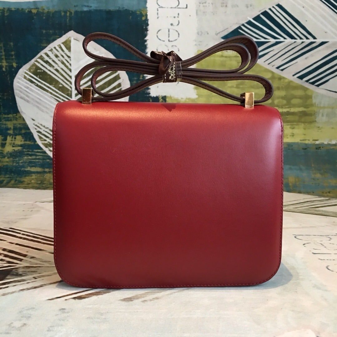 1:1 Replica Hermes Constance Burgundy For Women Gold Toned Hardware 9.5in/24cm - Image 9