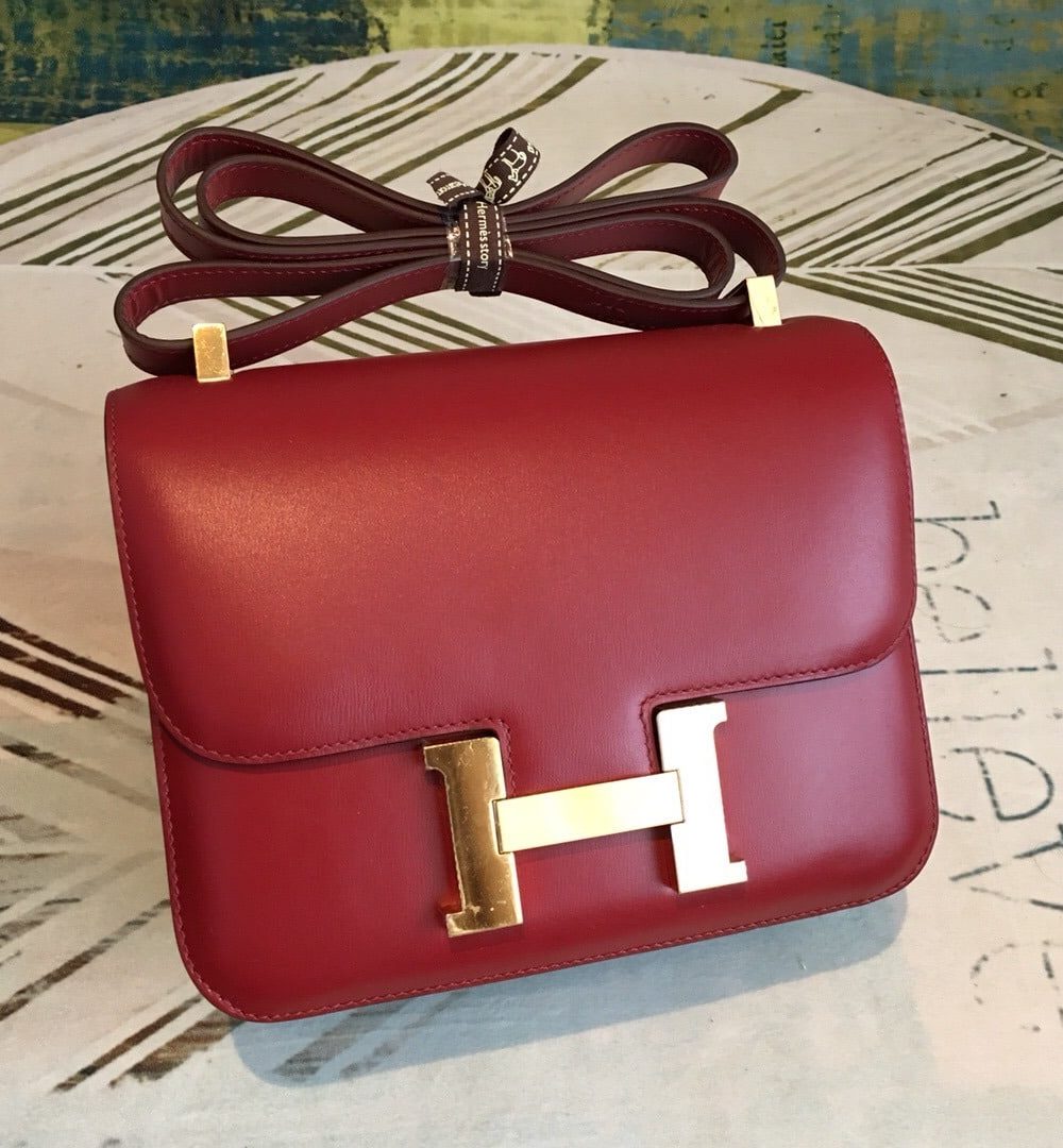 1:1 Replica Hermes Constance Burgundy For Women Gold Toned Hardware 9.5in/24cm