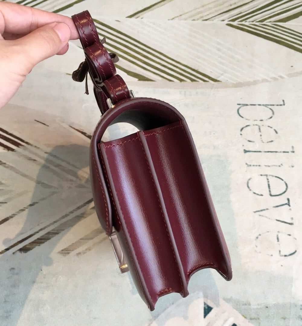 1:1 Replica Hermes Constance Burgundy For Women Silver Toned Hardware 7.4in/19cm