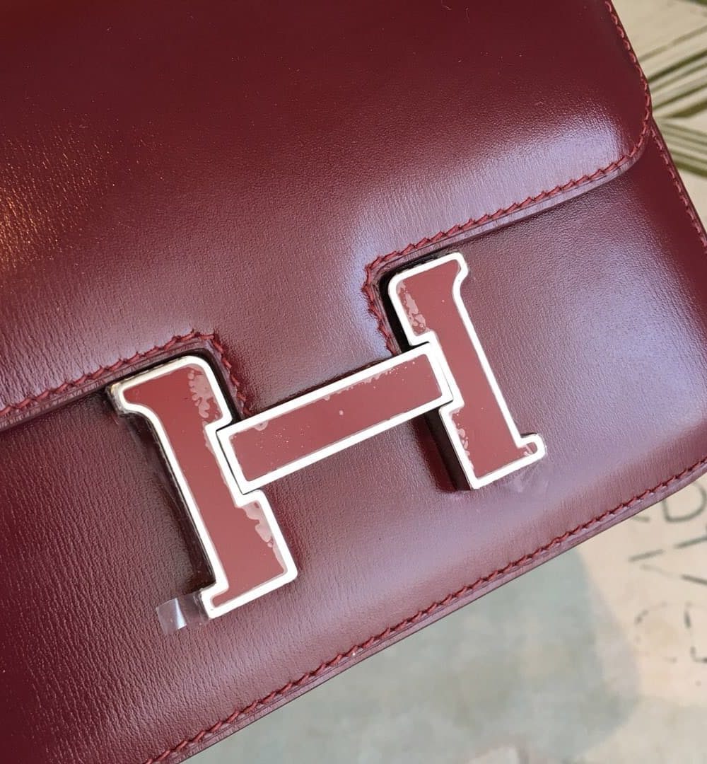1:1 Replica Hermes Constance Burgundy For Women Silver Toned Hardware 7.4in/19cm