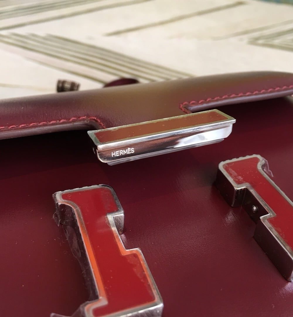 1:1 Replica Hermes Constance Burgundy For Women Silver Toned Hardware 7.4in/19cm