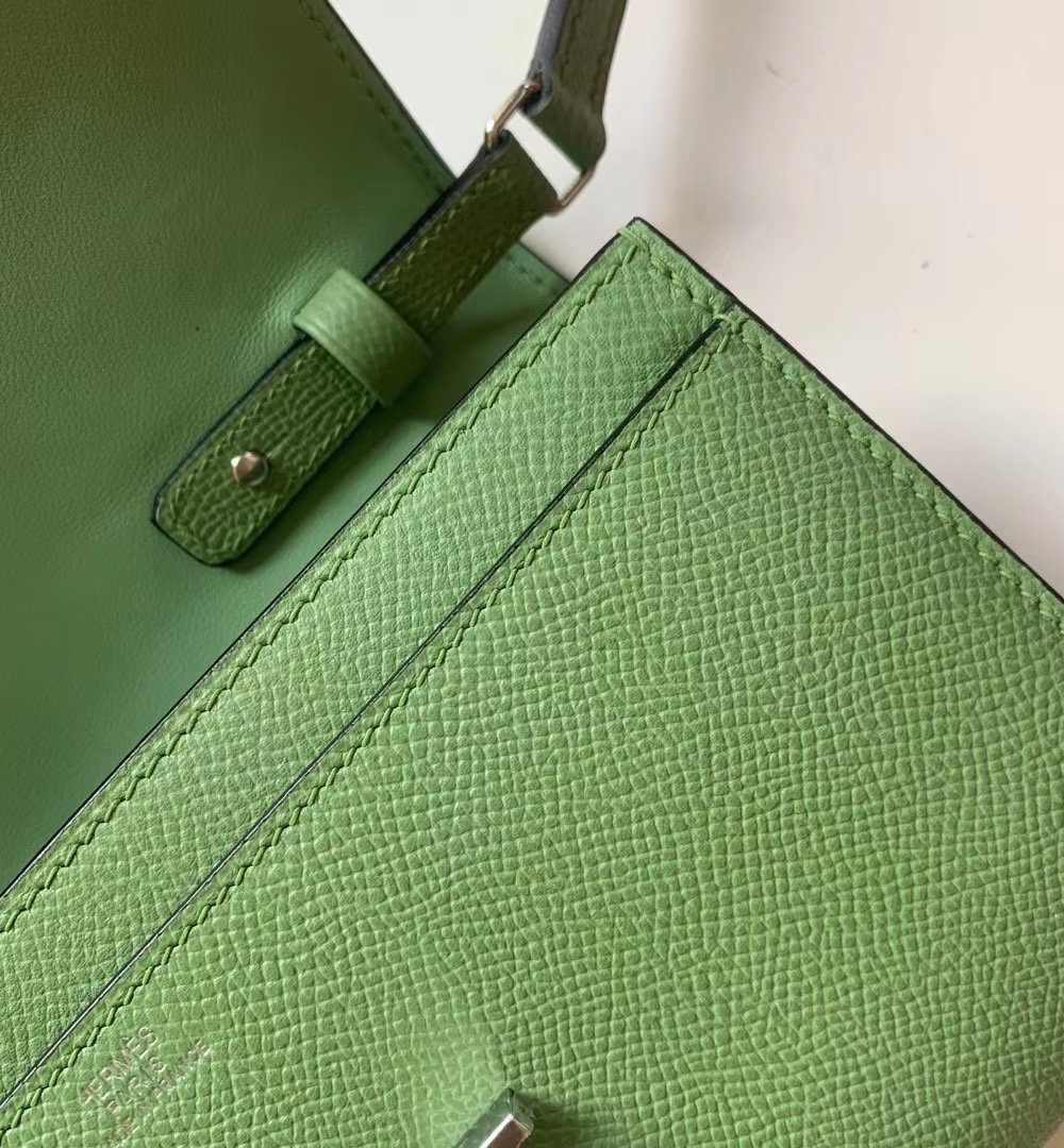 1:1 Replica Hermes Constance Epsom Long To Go Wallet Light Green For Women, Women's Wallet 8.1in/21cm