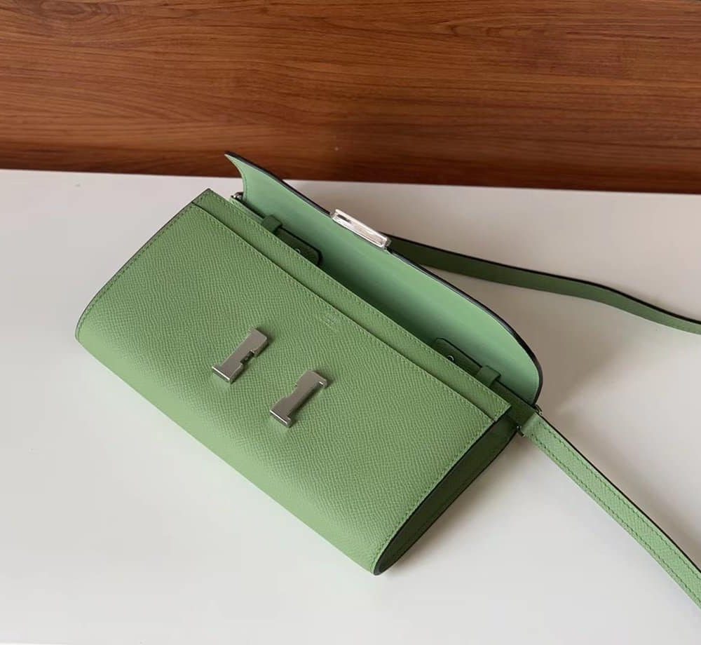 1:1 Replica Hermes Constance Epsom Long To Go Wallet Light Green For Women, Women's Wallet 8.1in/21cm
