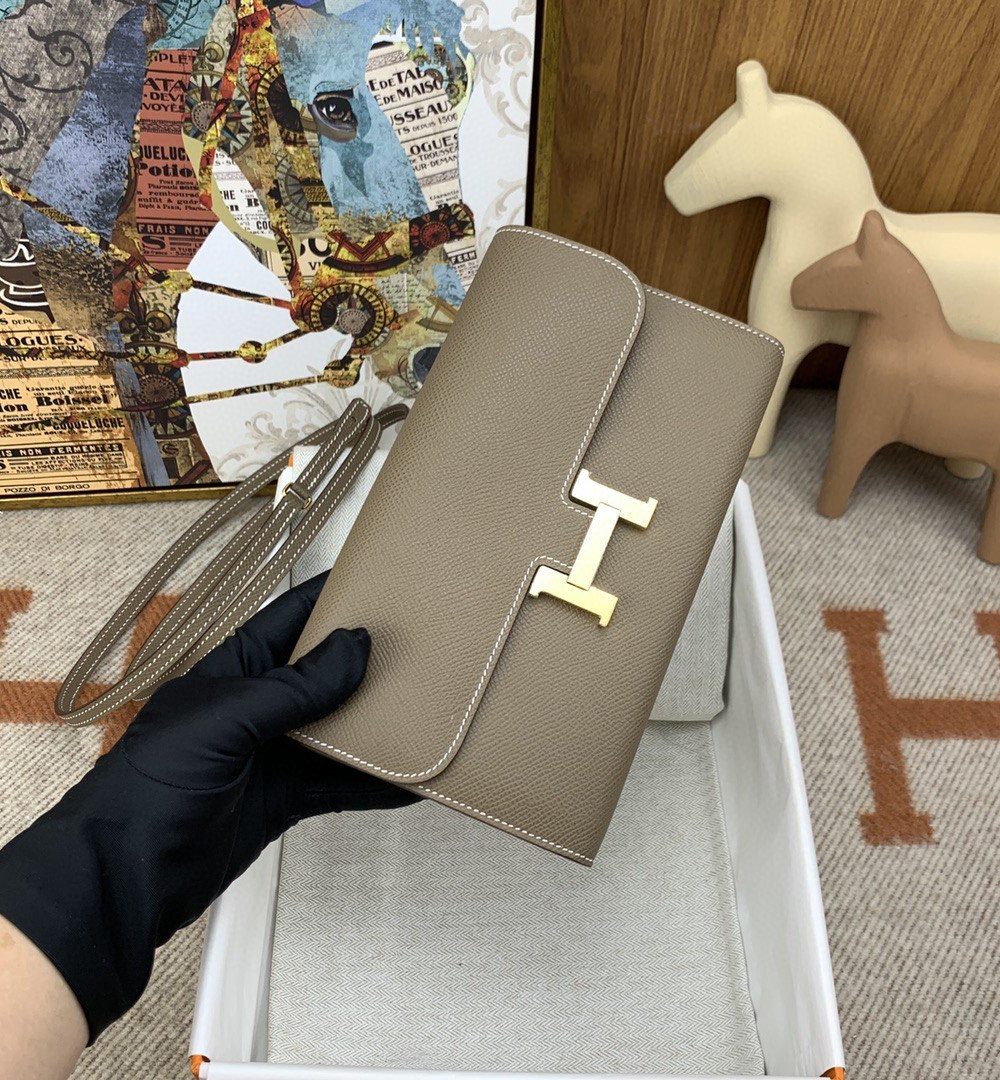 1:1 Replica Hermes Constance Long Togo Wallet Brown, Gold Toned Hardware Bag For Women, Women's Handbags, Shoulder Bags 8.1in/21cm