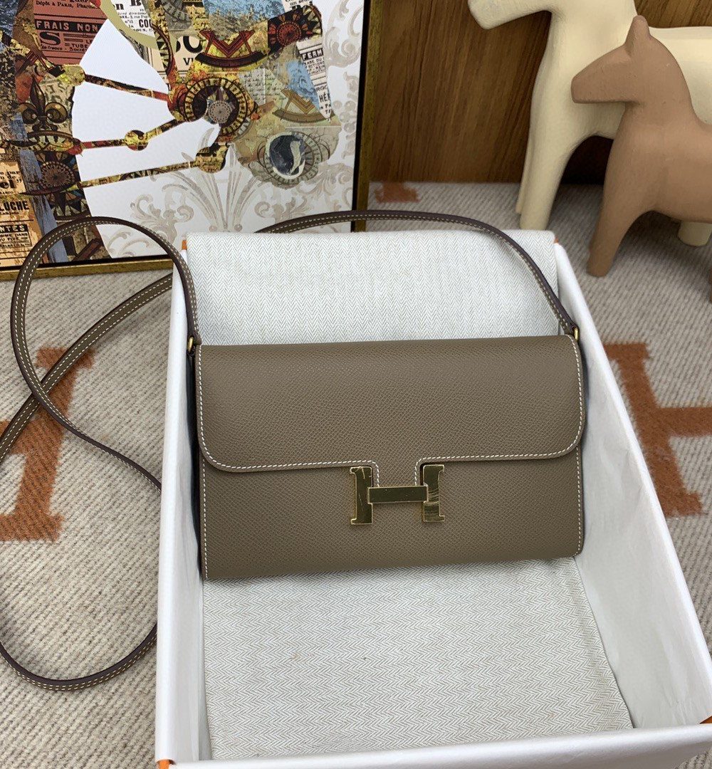 1:1 Replica Hermes Constance Long Togo Wallet Brown, Gold Toned Hardware Bag For Women, Women's Handbags, Shoulder Bags 8.1in/21cm