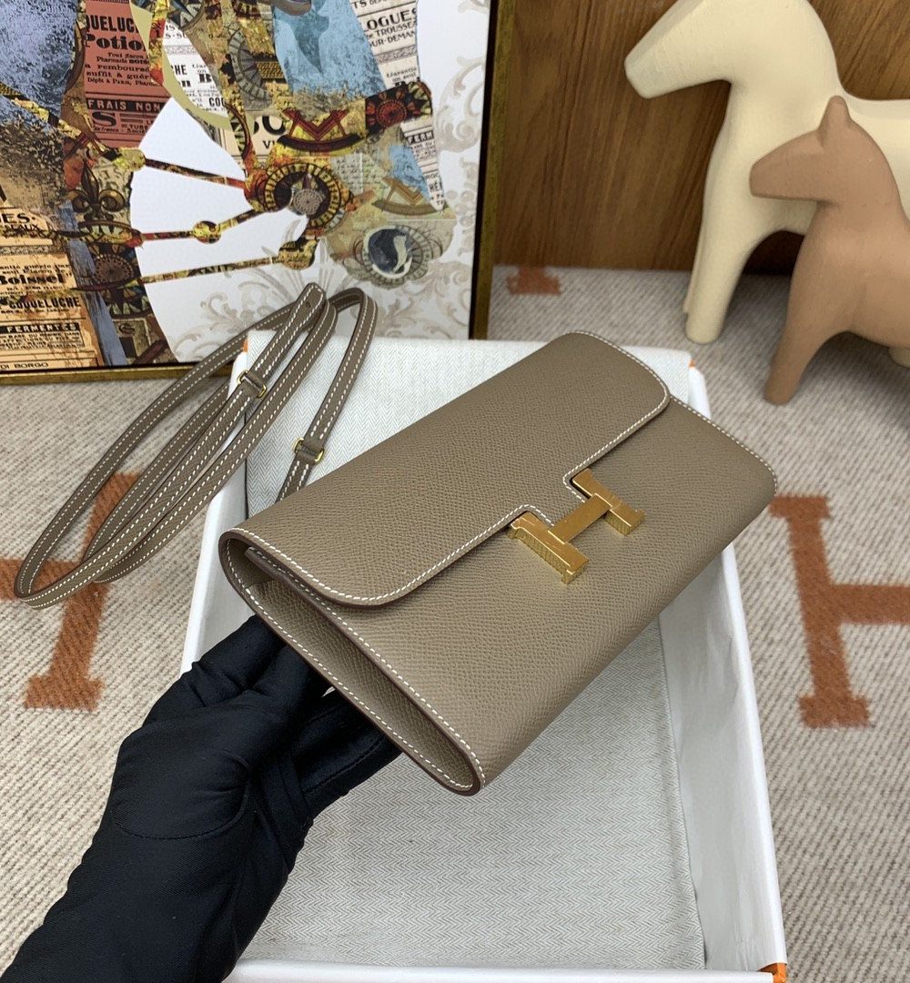 1:1 Replica Hermes Constance Long Togo Wallet Brown, Gold Toned Hardware Bag For Women, Women's Handbags, Shoulder Bags 8.1in/21cm
