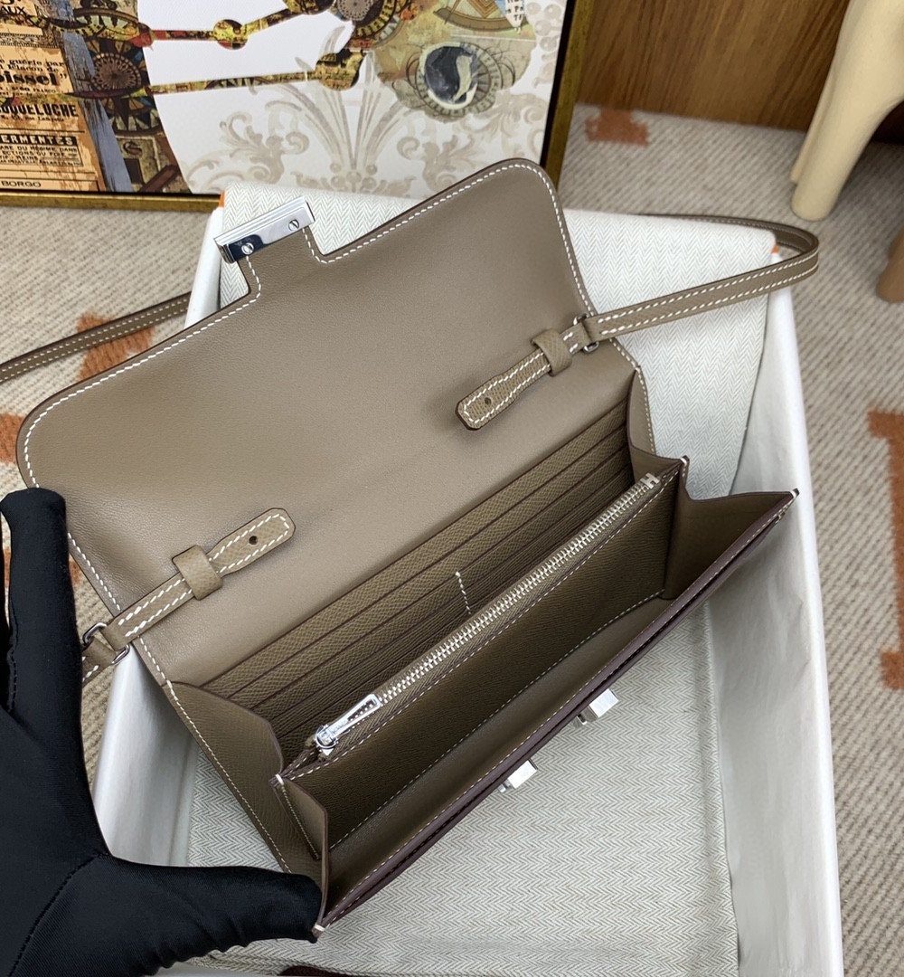 1:1 Replica Hermes Constance Long Togo Wallet Brown, Silver Toned Hardware Bag For Women, Women's Handbags, Shoulder Bags 8.1in/21cm