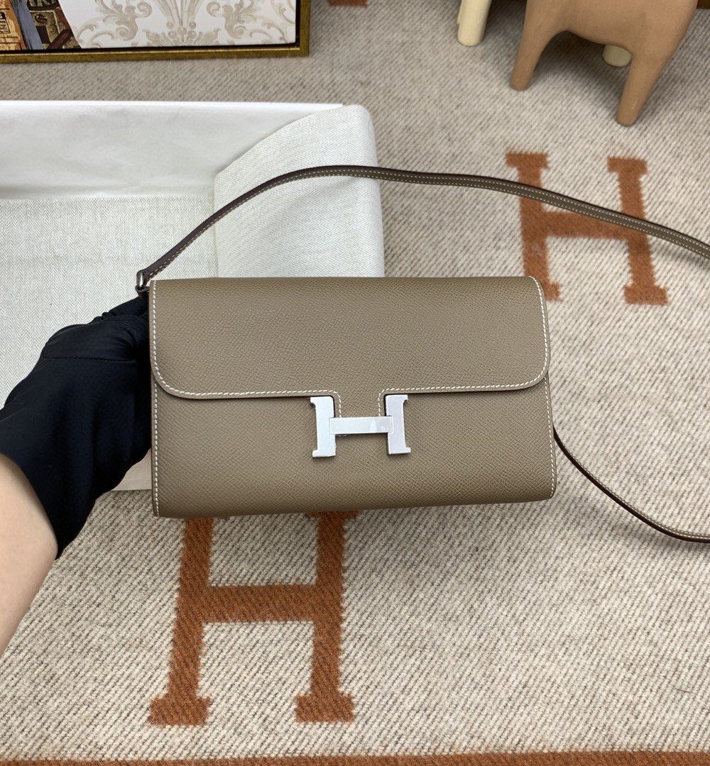 1:1 Replica Hermes Constance Long Togo Wallet Brown, Silver Toned Hardware Bag For Women, Women's Handbags, Shoulder Bags 8.1in/21cm