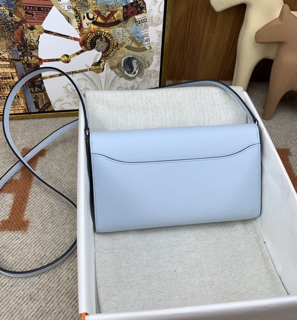 1:1 Replica Hermes Constance Long Togo Wallet Light Blue, Silver Toned Hardware Bag For Women, Women's Handbags, Shoulder Bags 8.1in/21cm