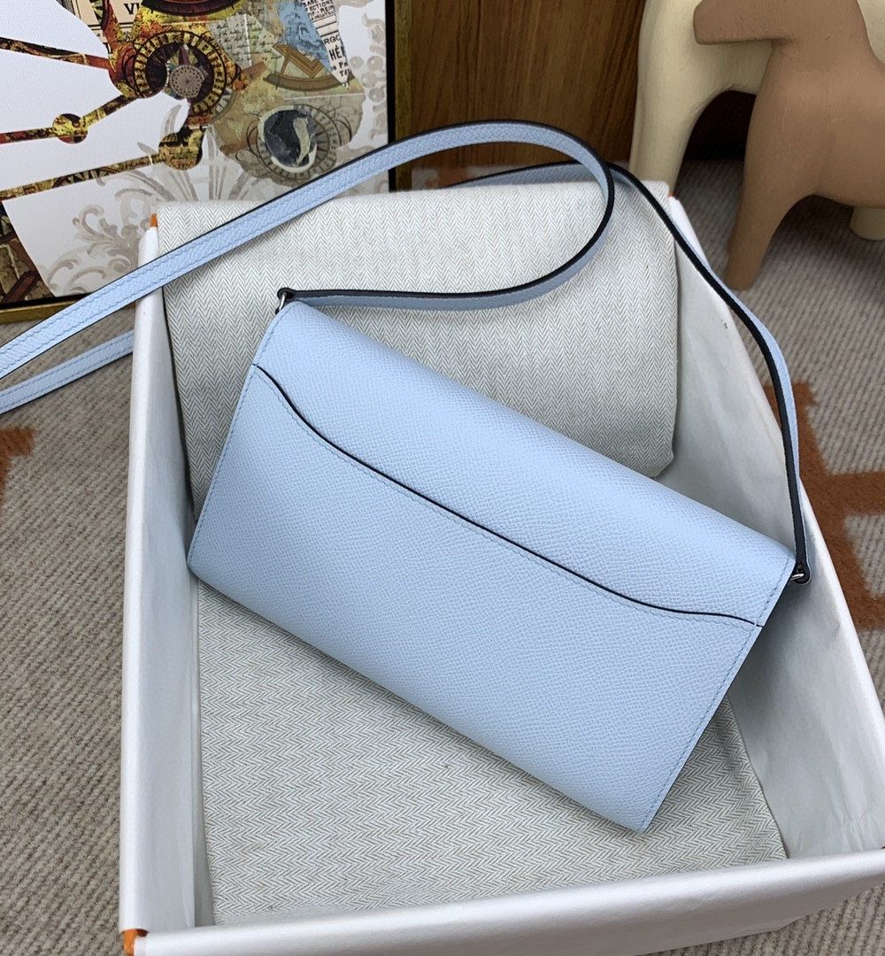 1:1 Replica Hermes Constance Long Togo Wallet Light Blue, Silver Toned Hardware Bag For Women, Women's Handbags, Shoulder Bags 8.1in/21cm