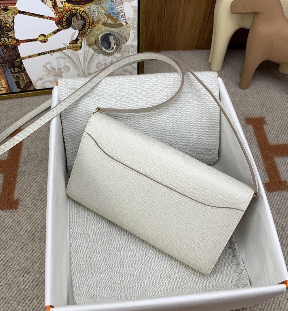 1:1 Replica Hermes Constance Long Togo Wallet White, Gold Toned Hardware Bag For Women, Women's Handbags, Shoulder Bags 8.1in/21cm