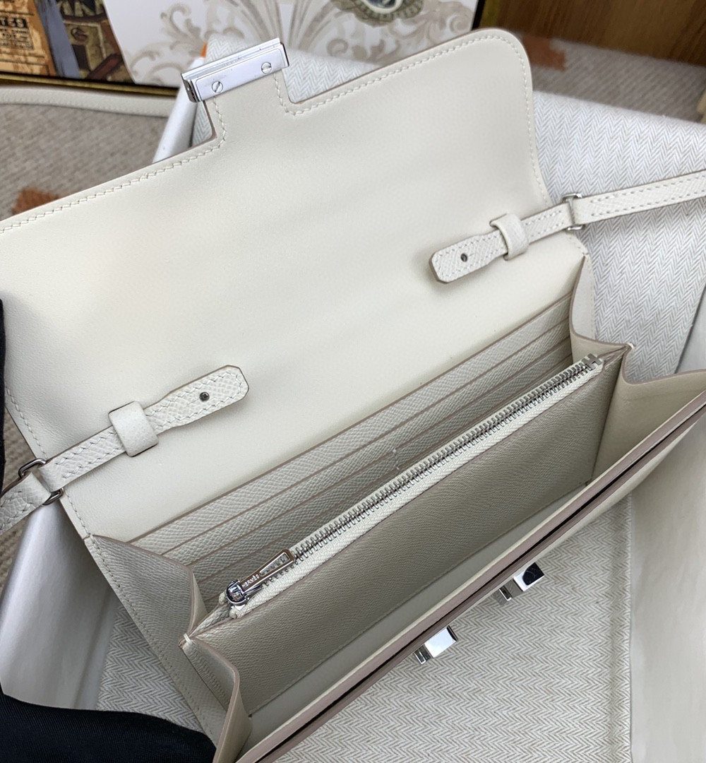 1:1 Replica Hermes Constance Long Togo Wallet White, Silver Toned Hardware Bag For Women, Women's Handbags, Shoulder Bags 8.1in/21cm