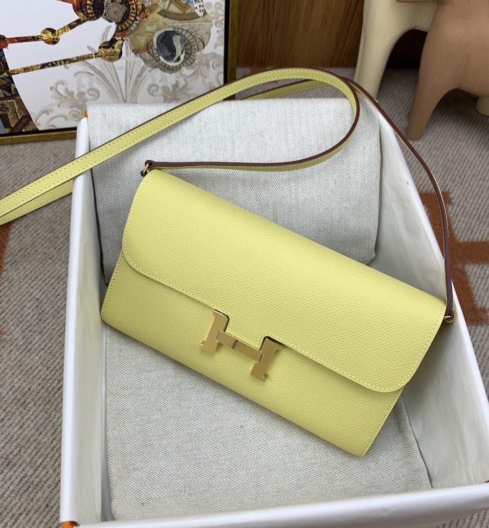 1:1 Replica Hermes Constance Long Togo Wallet Yellow, Gold Toned Hardware Bag For Women, Women's Handbags, Shoulder Bags 8.1in/21cm