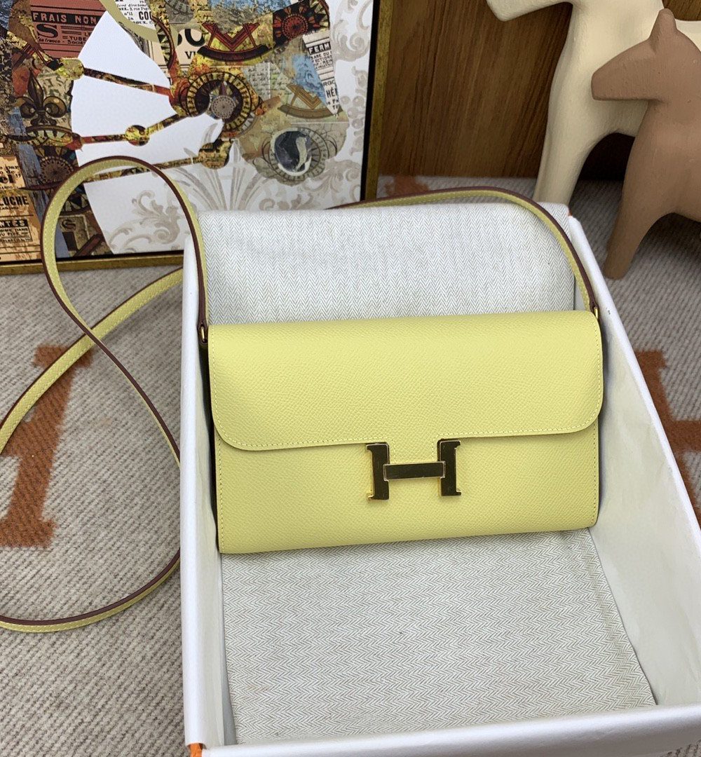 1:1 Replica Hermes Constance Long Togo Wallet Yellow, Gold Toned Hardware Bag For Women, Women's Handbags, Shoulder Bags 8.1in/21cm