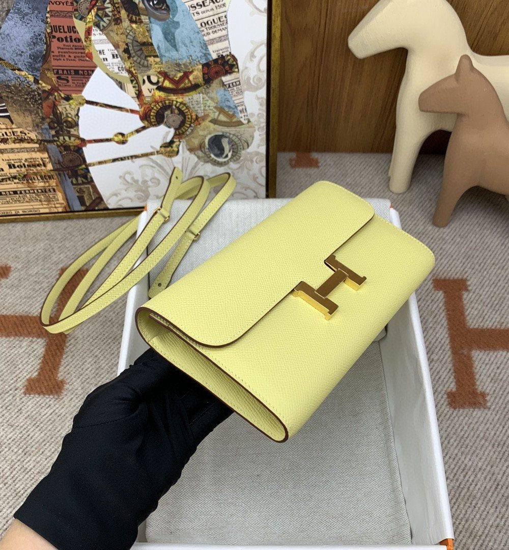 1:1 Replica Hermes Constance Long Togo Wallet Yellow, Gold Toned Hardware Bag For Women, Women's Handbags, Shoulder Bags 8.1in/21cm