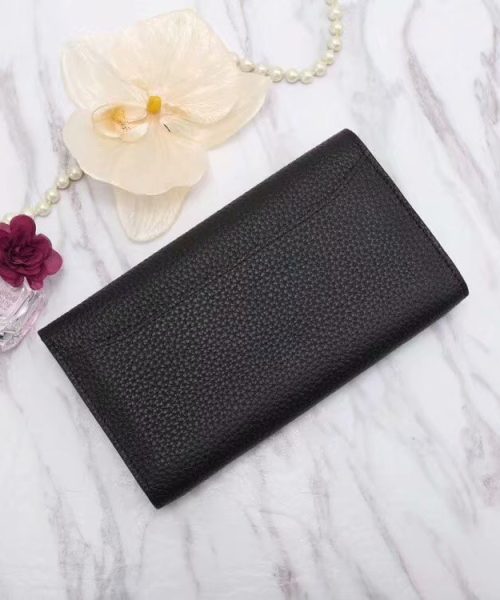 1:1 Replica Hermes Constance Togo Long Wallet 20cm/7.9in Silver Toned Hardware For Women Black