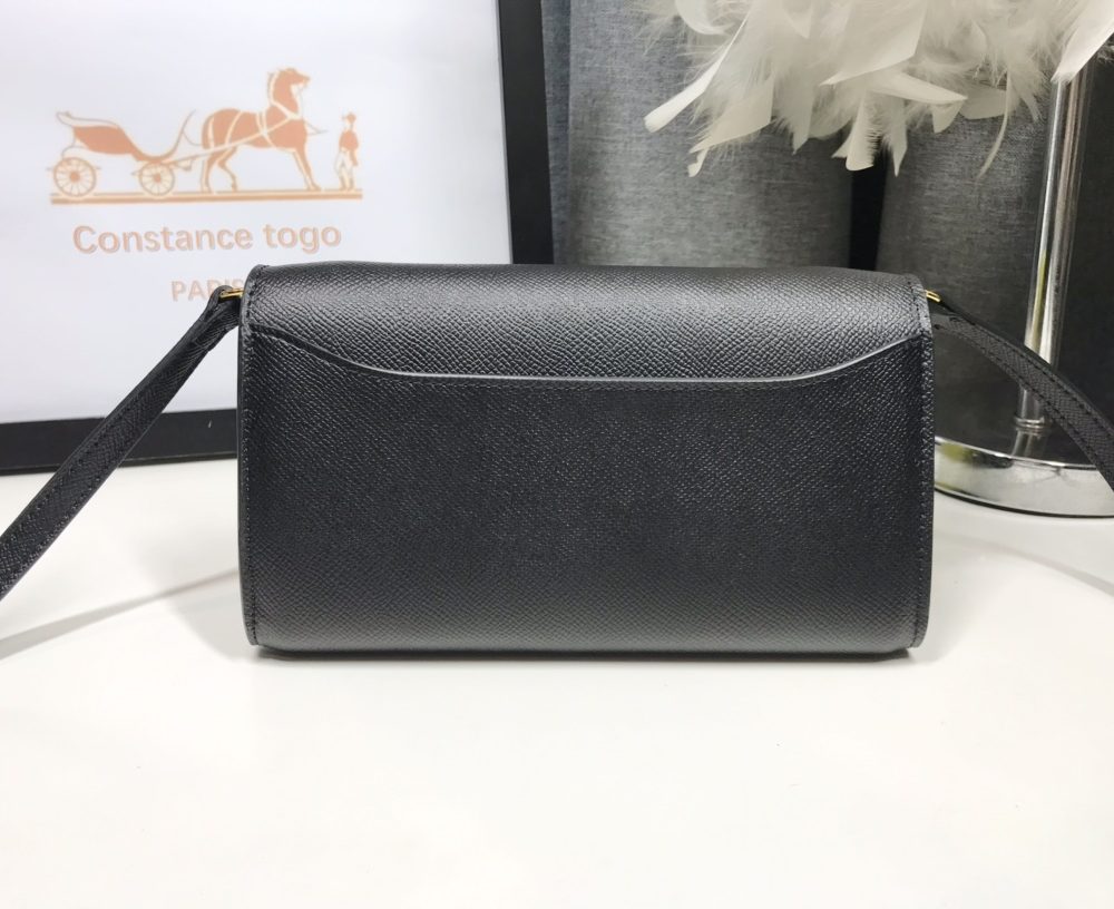 1:1 Replica Hermes Constance Togo Long Wallet  21cm/8.3in Gold Toned Hardware For Women Black