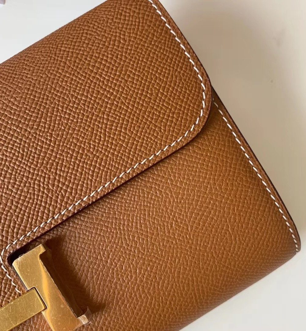 1:1 Replica Hermes Constance Togo Long Wallet  21cm/8.3in Gold Toned Hardware For Women Brown