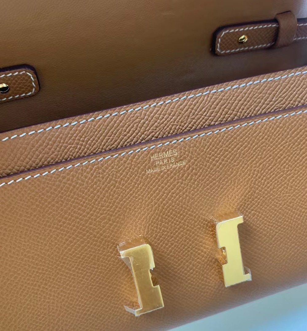 1:1 Replica Hermes Constance Togo Long Wallet  21cm/8.3in Gold Toned Hardware For Women Brown