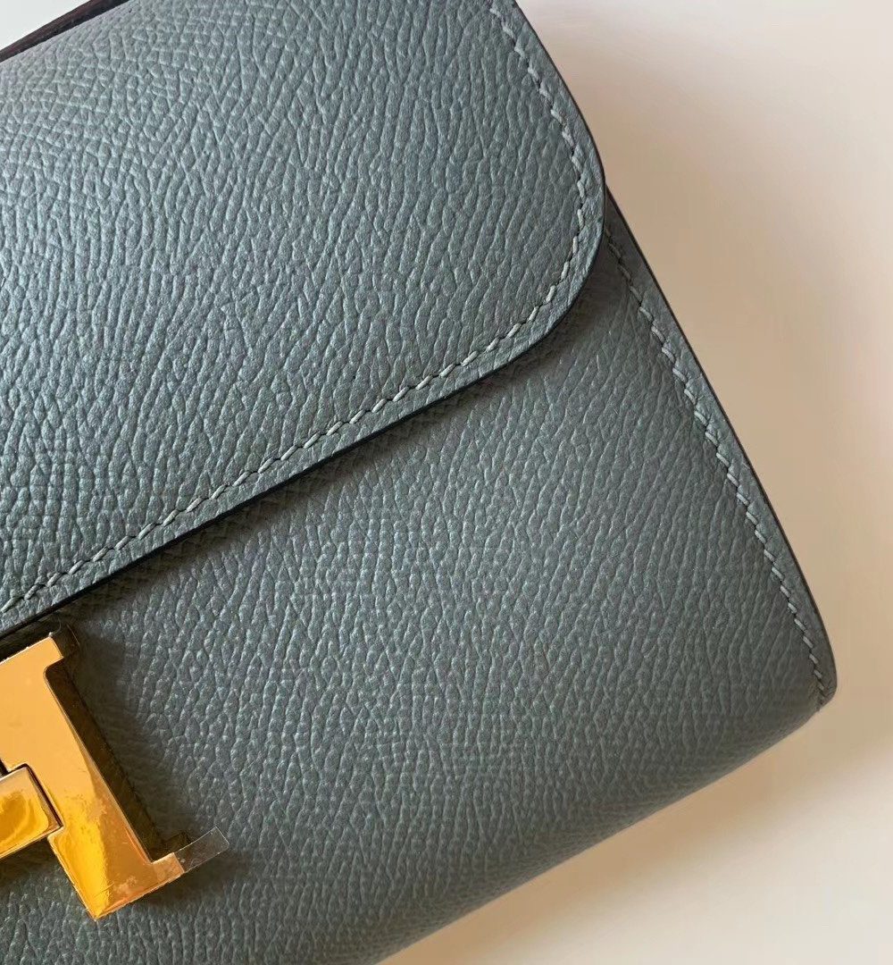 1:1 Replica Hermes Constance Togo Long Wallet 21cm/8.3in Gold Toned Hardware For Women Grey