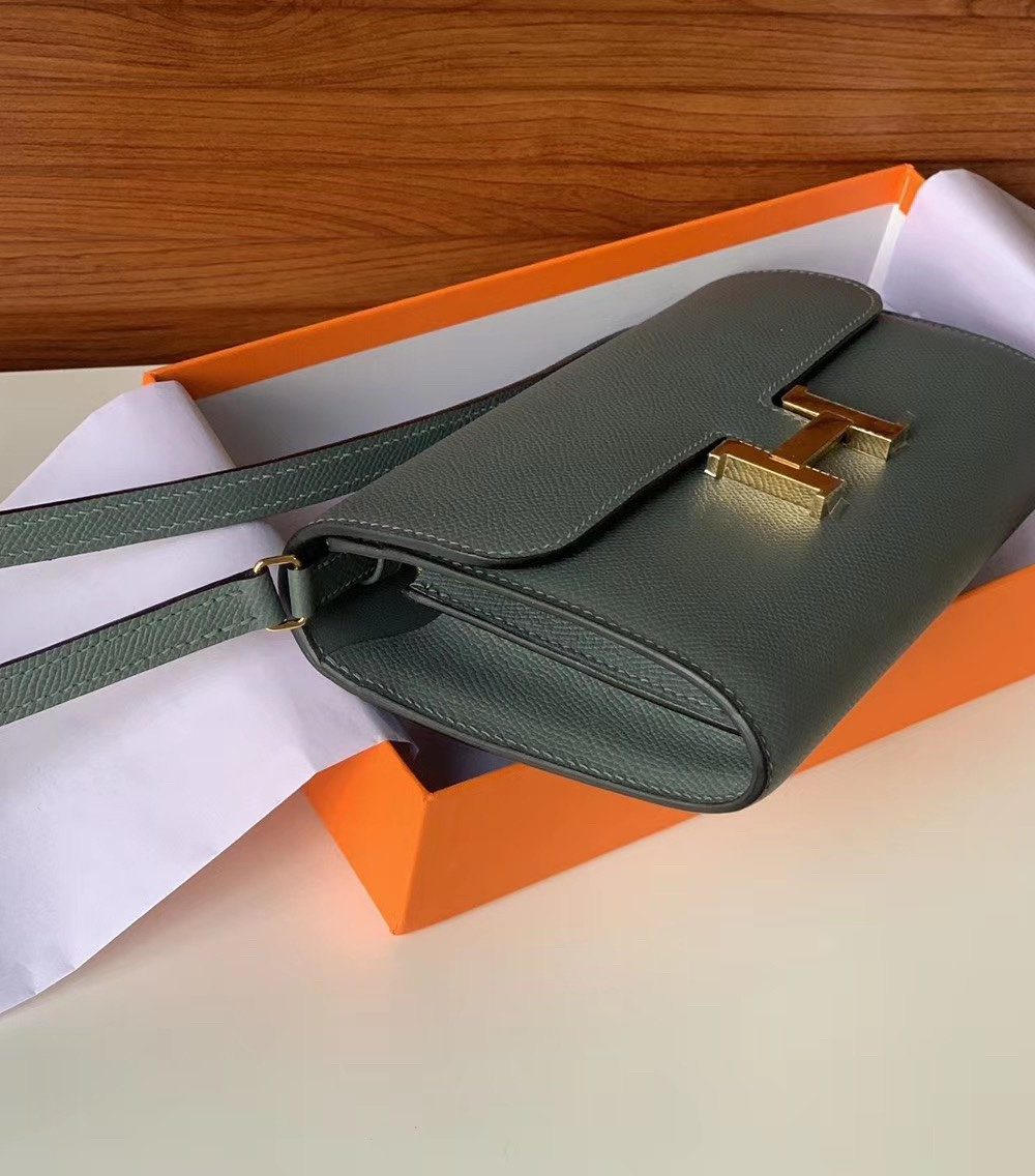 1:1 Replica Hermes Constance Togo Long Wallet 21cm/8.3in Gold Toned Hardware For Women Grey