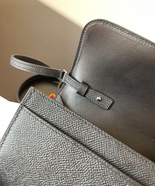 1:1 Replica Hermes Constance Togo Long Wallet  21cm/8.3in Silver Toned Hardware For Women Black