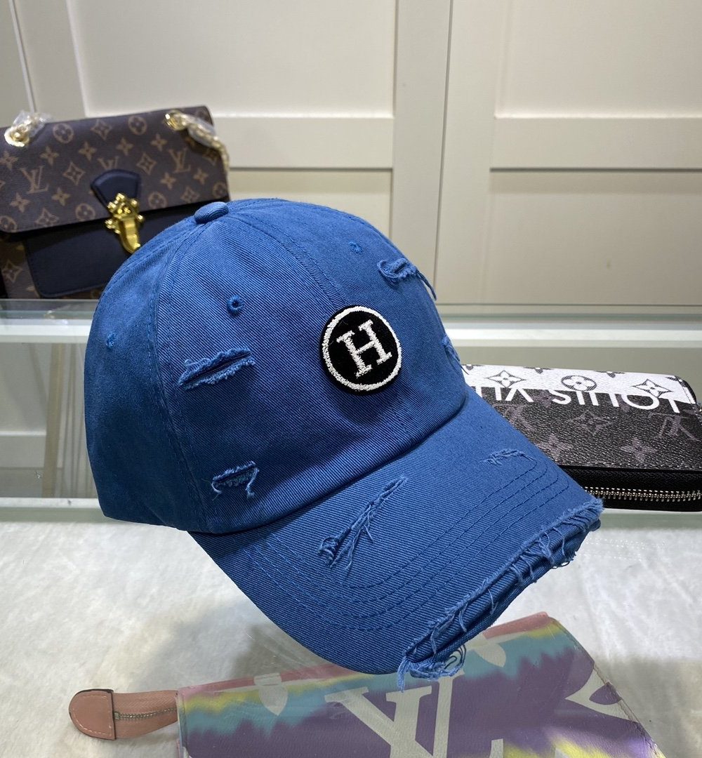 Hermes Davis H Primavera Cap Blue Hermes Cap