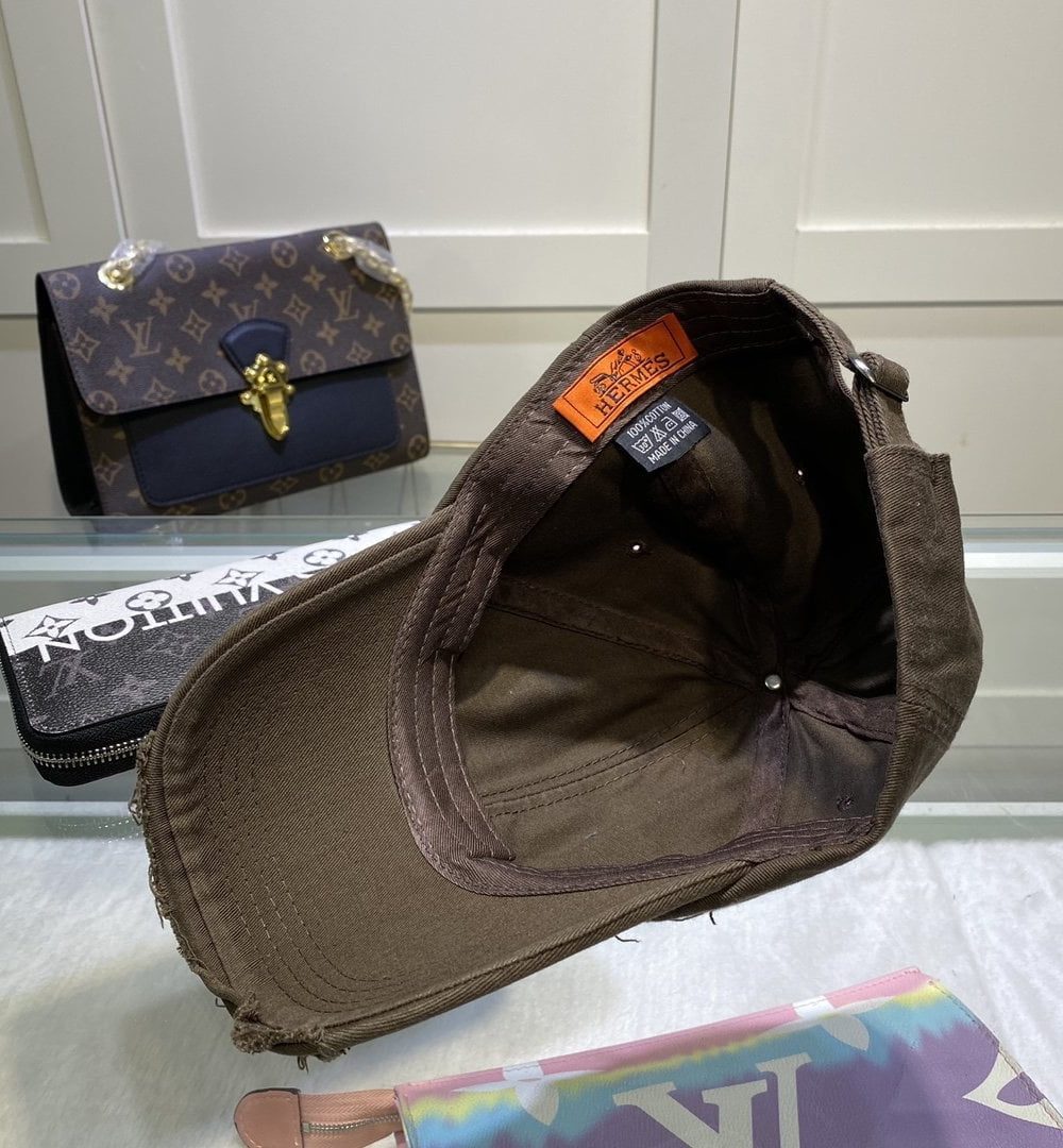 Hermes Davis H Primavera Cap Brown Hermes Cap