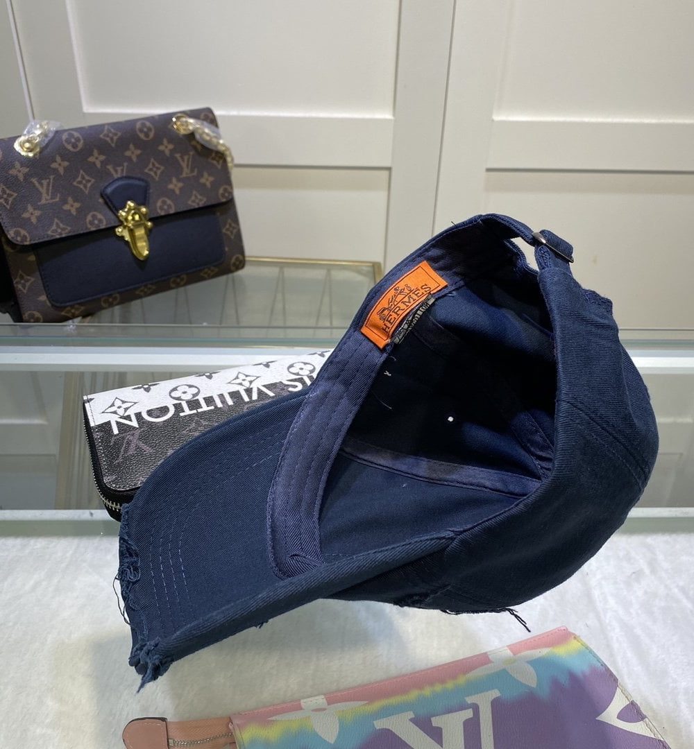 Hermes Davis H Primavera Cap Dark Blue Hermes Cap
