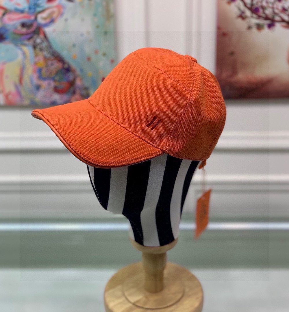 Hermes Davis H Primavera Cap Orange Hermes Cap