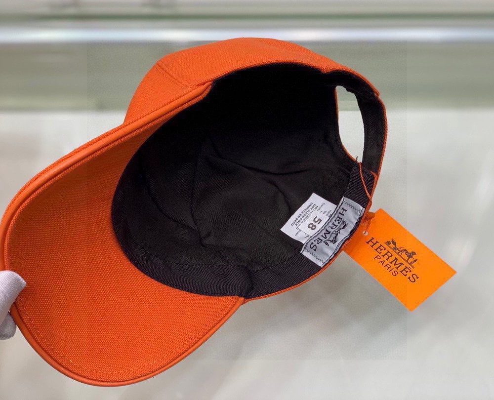 Hermes Davis H Primavera Cap Orange Hermes Cap