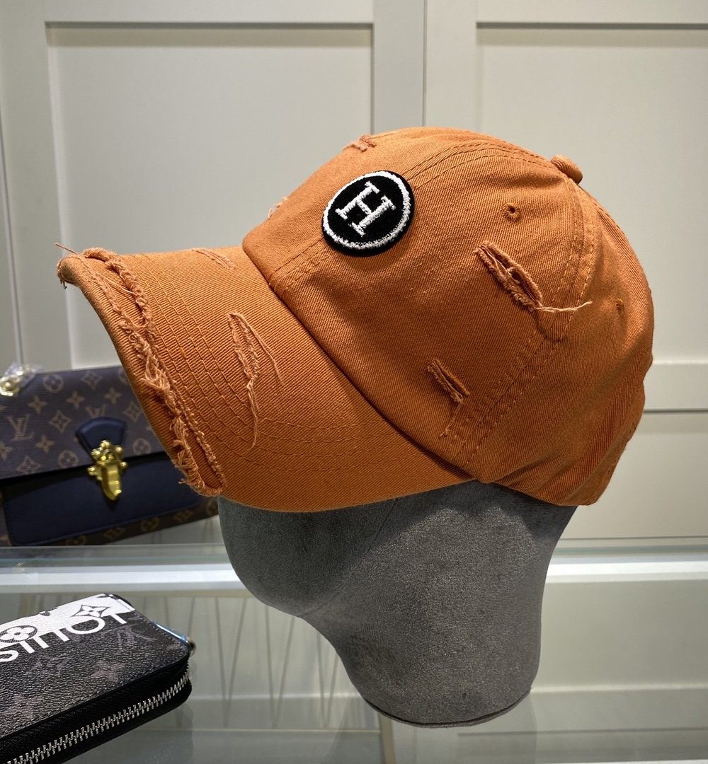 Hermes Davis H Primavera Cap Orange Hermes Cap