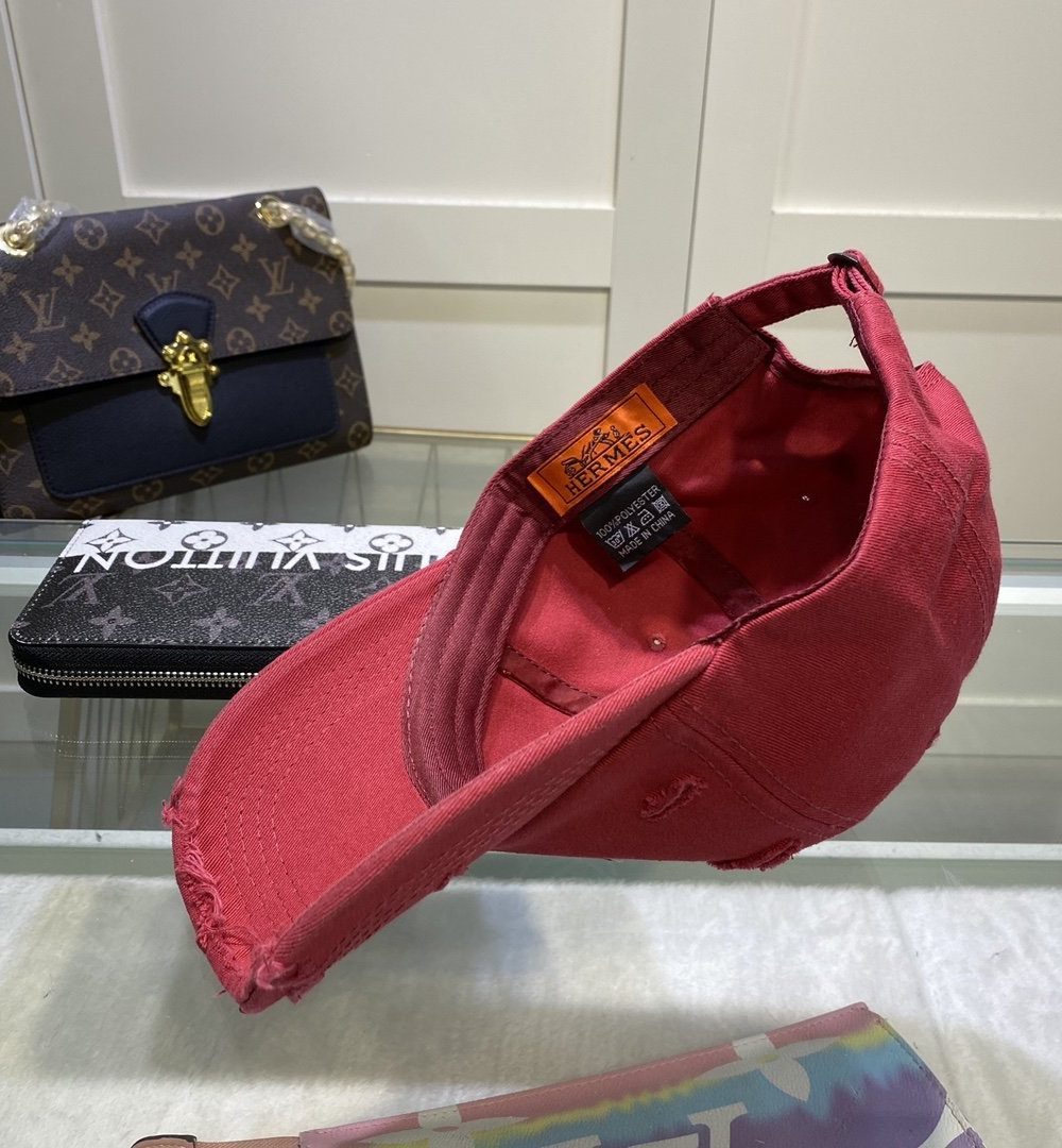 Hermes Davis H Primavera Cap Red Hermes Cap