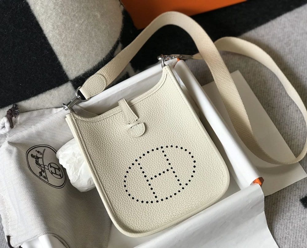 1:1 Replica Hermes Evelyne 16 Amazone Bag Beige With Silver-Toned Hardware For Women, Women's Shoulder And Crossbody Bags 6.3in/16cm